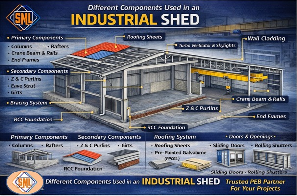 Different Components Used in an Industrial Shed